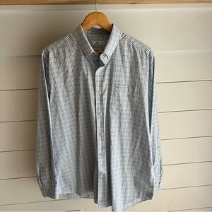 Southern Tide Men's Plaid Button Down Shirt - Green Blue and White Size Large
